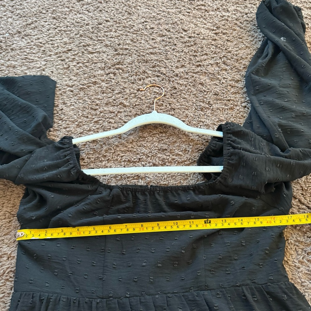 Hyfve Black Puff Sleeve Midi Dress Square Neck On Off Shoulder M - Picture 10 of 11